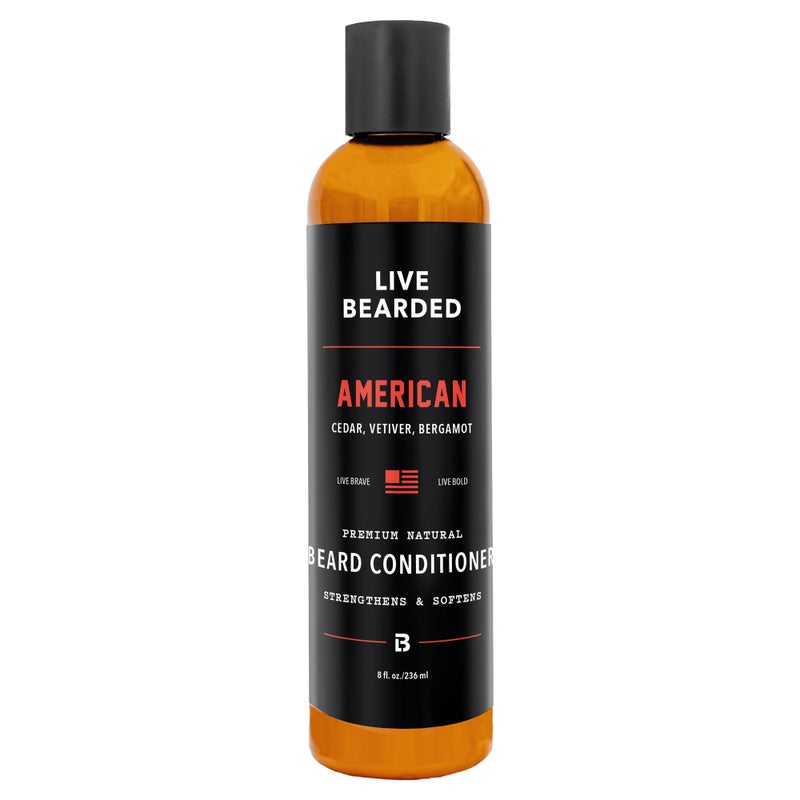 Live Bearded Beard Conditioner, 8 fl oz - Strengthens and Softens Facial Hair - Made in the USA - All-Natural Ingredients with Biotin, Caffeine | American Scent - Cedar, Vetiver, Bergamot - Image 1