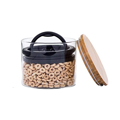 AirScape Glass Food Storage Canister - Glass Storage With US Patented Airless Inner Lid & Bamboo Top Lid - Preserves Food Freshness (Small 4-Inch) - Image 4