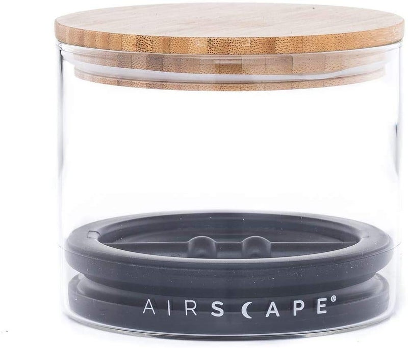 AirScape Glass Food Storage Canister - Glass Storage With US Patented Airless Inner Lid & Bamboo Top Lid - Preserves Food Freshness (Small 4-Inch) - Image 1
