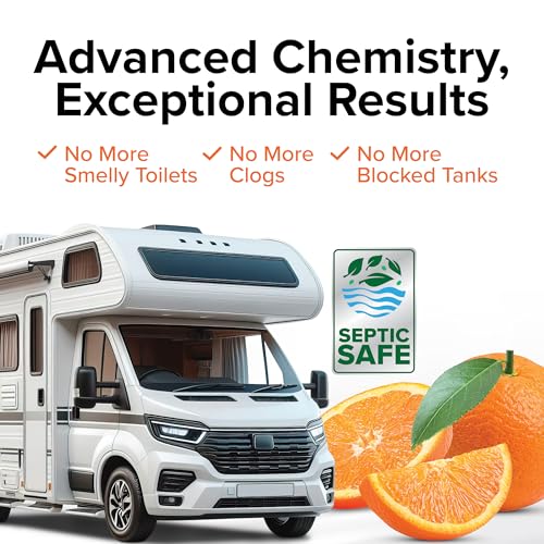 Camco TST MAX RV Toilet Treatment Drop-INs - Control Unwanted Odors and Break Down Waste and Tissue - Safe Septic Tank Treatment - Orange Scent - 15-Pack (41189) - Image 5