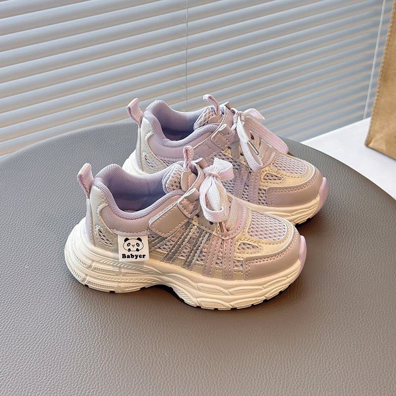 Girls Sneaker 2025 Spring New Casual Shoes Children'S Fashion Double Net Casual Shoes Dad Shoes Big Children - Image 5