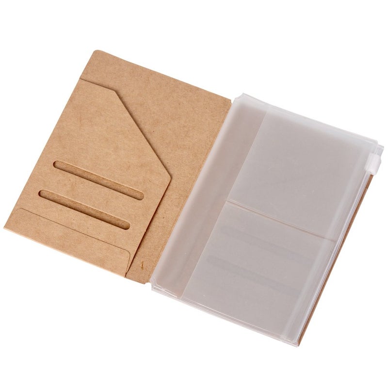 newestor Zipper Case & Kraft Folder Refill Inserts for Passport Size Travelers Notebook, 3.5"x4.9" - Image 1
