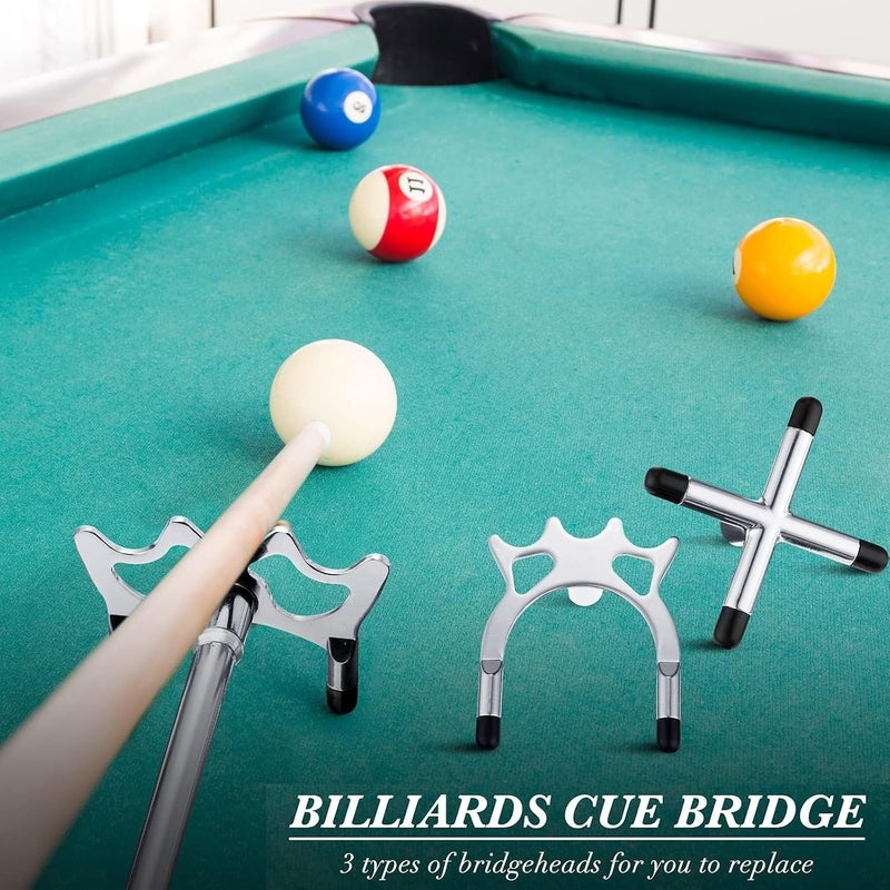 Coocicyi Retractable Pool Bridge Cue Stick - Pool Bridge with Removable Bridge Head - 3 Removable Brass Heads - Billiards Pool Accessory for Table - Easy Store & Use - Image 2
