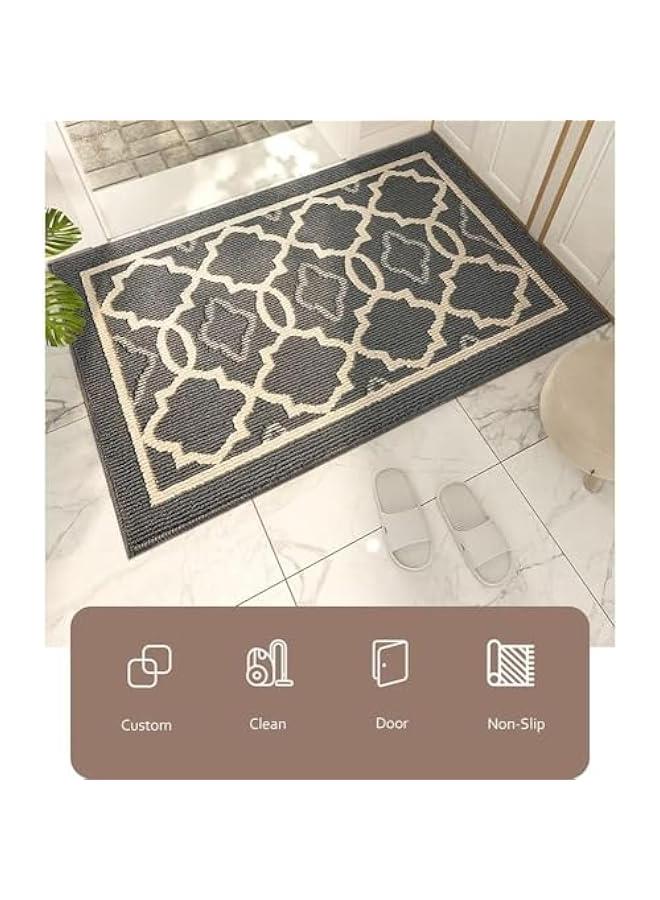 تراسل دواسة باب داخلية من هوكور، سجادة مدخل غير قابلة للانزلاق، دواسة باب ماصة قابلة للغسل في الغسالة للباب الخلفي/الامامي، المناطق ذات الازدحام الشديد، ديكور المزرعة والشرفة (كاكي، 50 × 80) - Image 5