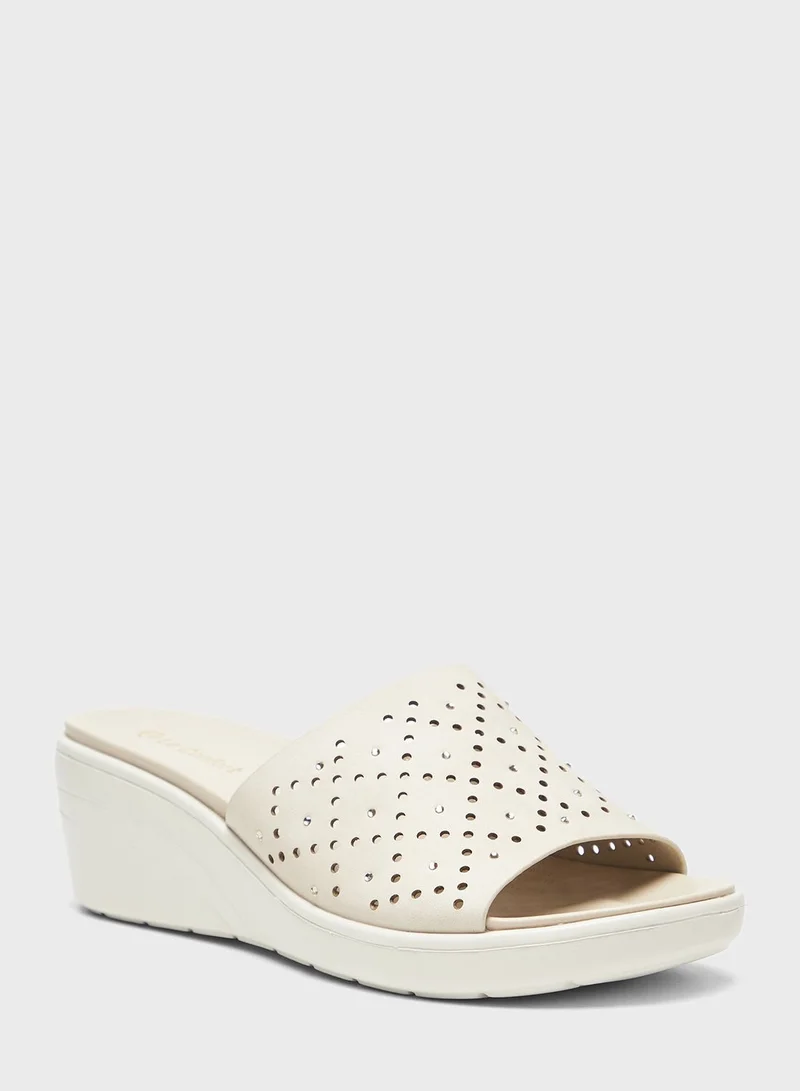 Le Confort Single Strap Wedge Mid Heel Sandals
