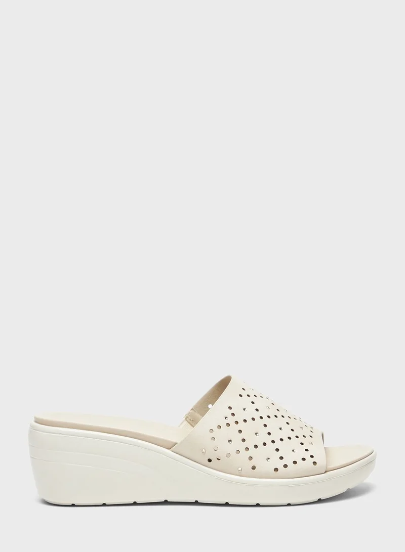 Le Confort Single Strap Wedge Mid Heel Sandals