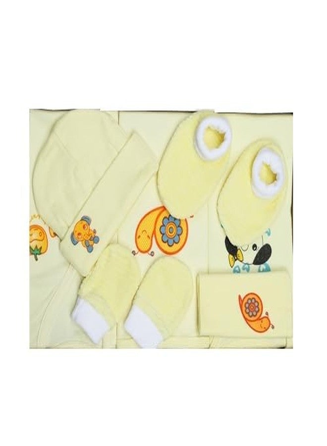 Phedarus Cotton Clothing and Accessories Gift Set for Newborn Baby Boy/Baby Girl 0-4 Months | 7 Pcs Pack | Yellow - Image 1