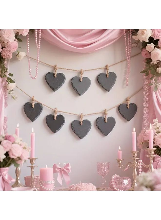 6Pcs Peach Heart Shaped Natural Slate Signage Laser Engraved Writable Wall Decor - Image 5