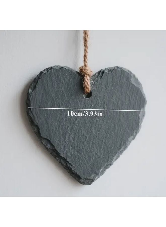 6Pcs Peach Heart Shaped Natural Slate Signage Laser Engraved Writable Wall Decor - Image 3