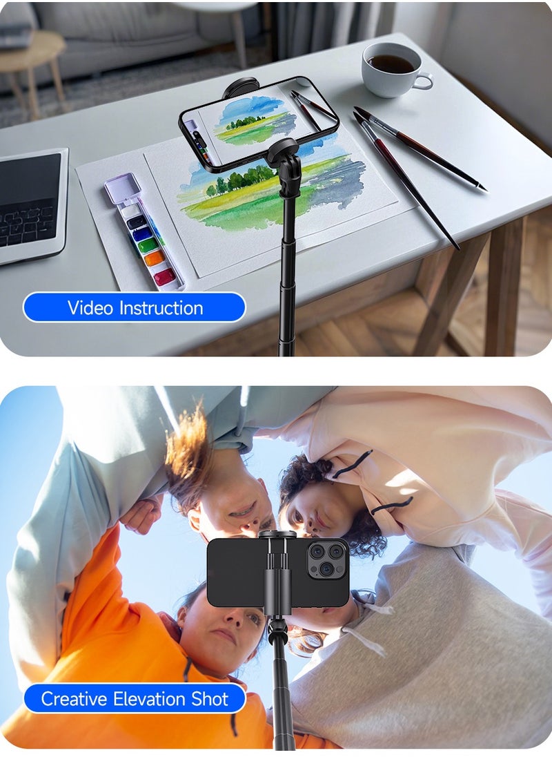 ARNOTEC - 69 Inches (177cm) Selfie stick tripod with Bluetooth remote control, foldable and retractable, automatic pop-up design, compatible with iPhone and Android phones, 180° adjustable phone holder, suitable for Vlog, live broadcast, selfie - Image 1