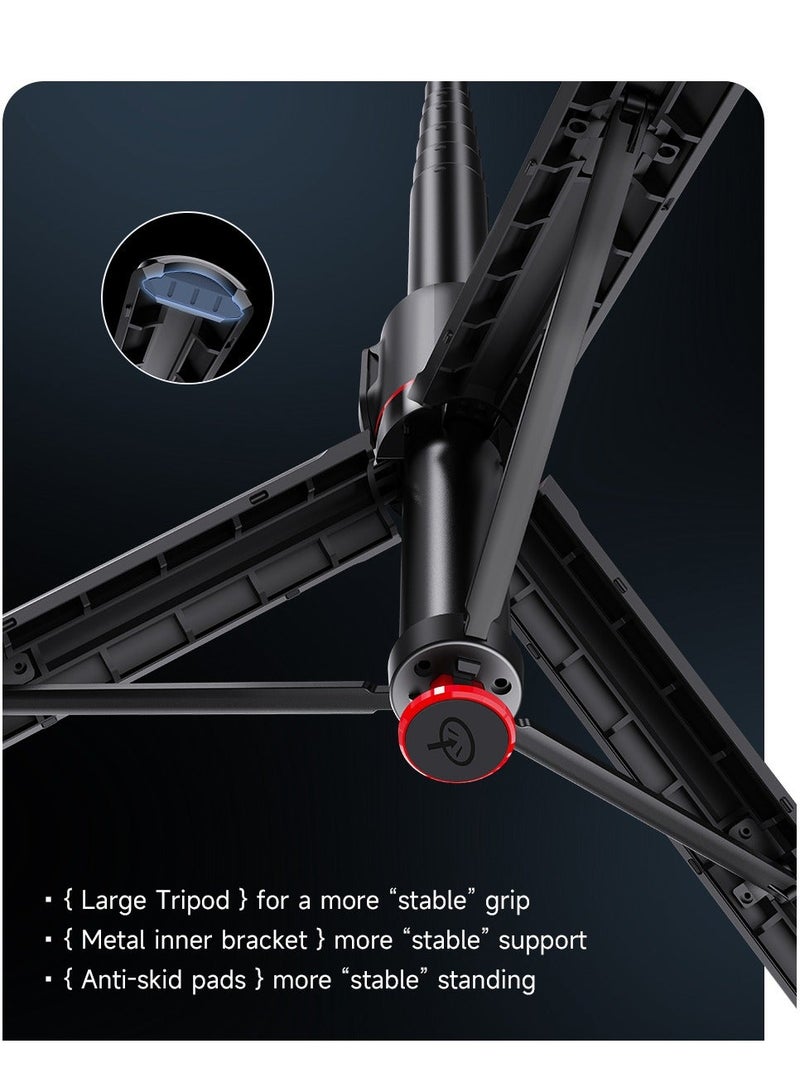 ARNOTEC 67.32 Inches (171cm) Selfie stick tripod with Bluetooth remote control, foldable and retractable, automatic pop-up design, compatible with iPhone and Android phones, 180° adjustable phone holder, suitable for Vlog, live broadcast, selfie - Image 5