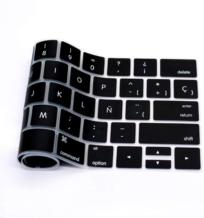 WYGCH Spanish Language Waterproof Ultrathin Keyboard Cover for MacBook Pro 13 15 inch 2019 2018 2017 and 2016 with Touch Bar and Touch ID Model: A2159 A1989 A1706/A1990 A1707, USA Version - Image 5