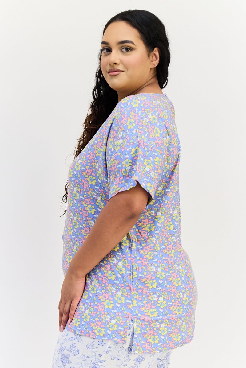 zivame Women Floral Print Short Sleeves Pajama Top, Multicolor - Image 2