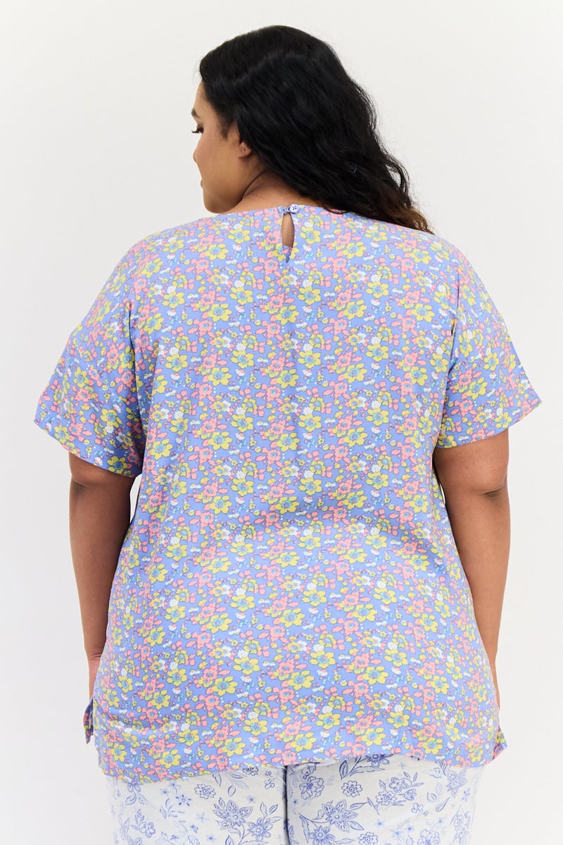 zivame Women Floral Print Short Sleeves Pajama Top, Multicolor - Image 3