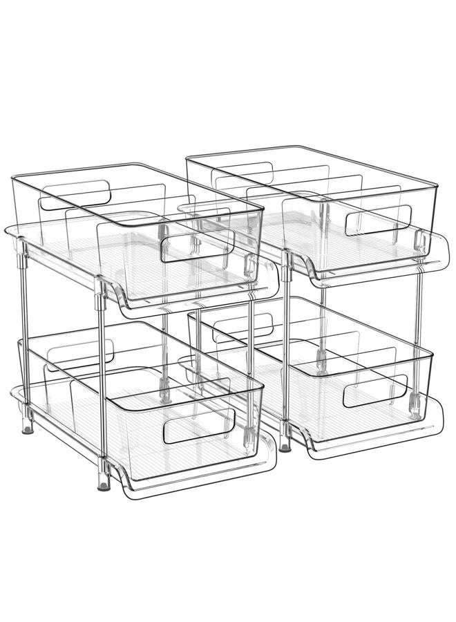HIHEGD 2 Tier Bathroom Storage Organizer with Dividers, Clear Under Sink Organizers and Storage Pull Out Cabinet Organizer for Bathroom Kitchen Pantry Storage, Medicine Cabinet Organizer - Image 1