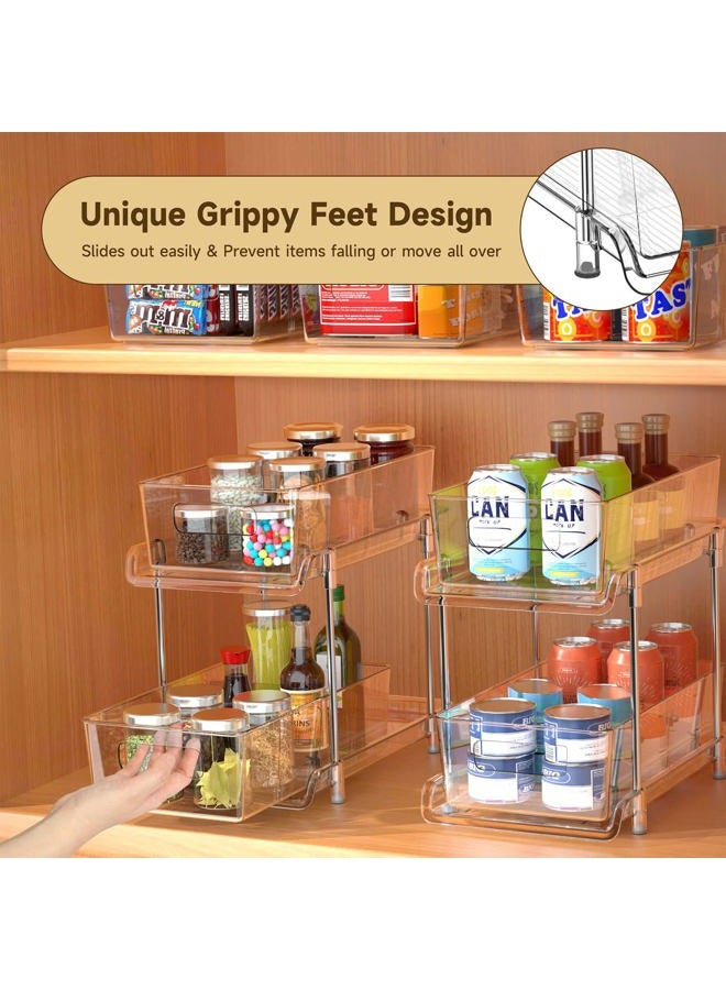 HIHEGD 2 Tier Bathroom Storage Organizer with Dividers, Clear Under Sink Organizers and Storage Pull Out Cabinet Organizer for Bathroom Kitchen Pantry Storage, Medicine Cabinet Organizer - Image 5