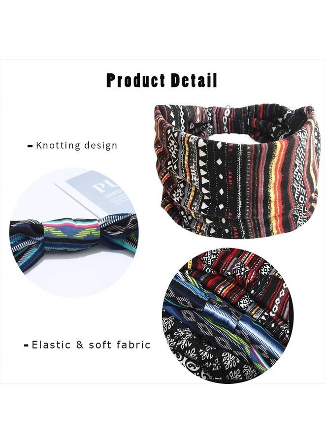 GORTIN Boho Headbands Stretch Wide Hair Bands Black Elastic Yoga Sweatband Knoted Turban Headband Cloth Twist Head Wraps Stylish Head Bands for Women and Girls 3 Pcs (Set 1) - Image 5