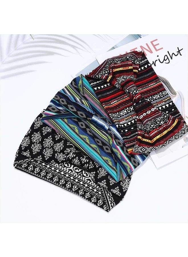 GORTIN Boho Headbands Stretch Wide Hair Bands Black Elastic Yoga Sweatband Knoted Turban Headband Cloth Twist Head Wraps Stylish Head Bands for Women and Girls 3 Pcs (Set 1) - Image 2