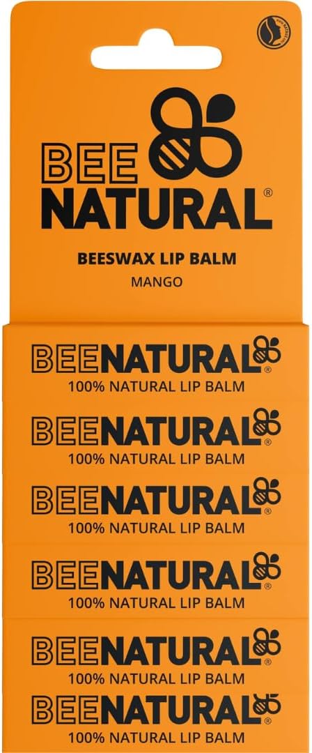Bee Natural 100 Natural Moisturising Lip Balm Mango Pack of 6