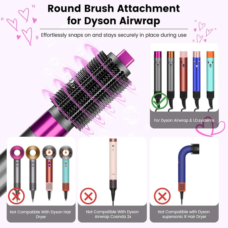 PUREGUST Upgraded Round Volumizing Brush Attachment Compatible with Dyson Airwrap HS01 HS05 HS08 Accessories, Upgraded Bristles for Dry Hair Add Volume Style Bangs Smooth Hair Rose - Image 4