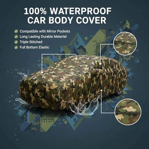 Sulfar 100% Water Resistant Car Body Cover Compatible with Mirror for Maruti Suzuki Ciaz (Triple Stitched, Full Bottom Elastic, Navy Blue) - Image 2