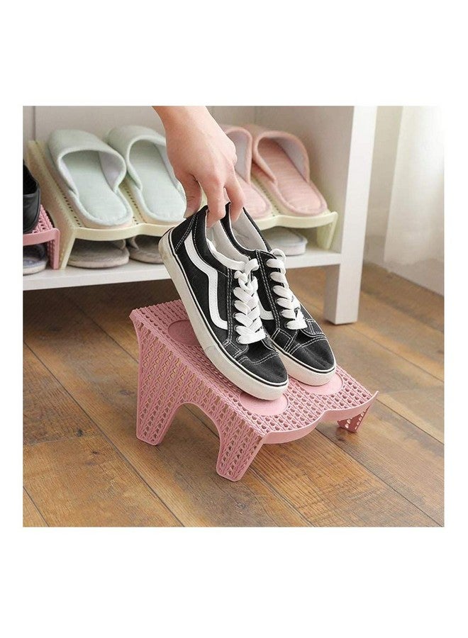 STORE 2508 Store2508 Multicolor Plastic Double Layer Shoe Storage Stand Free Standing Shoes Stand Rack Holder Stacker Shelf Closet Organizer Space Saver (Pack of 6) - Image 4