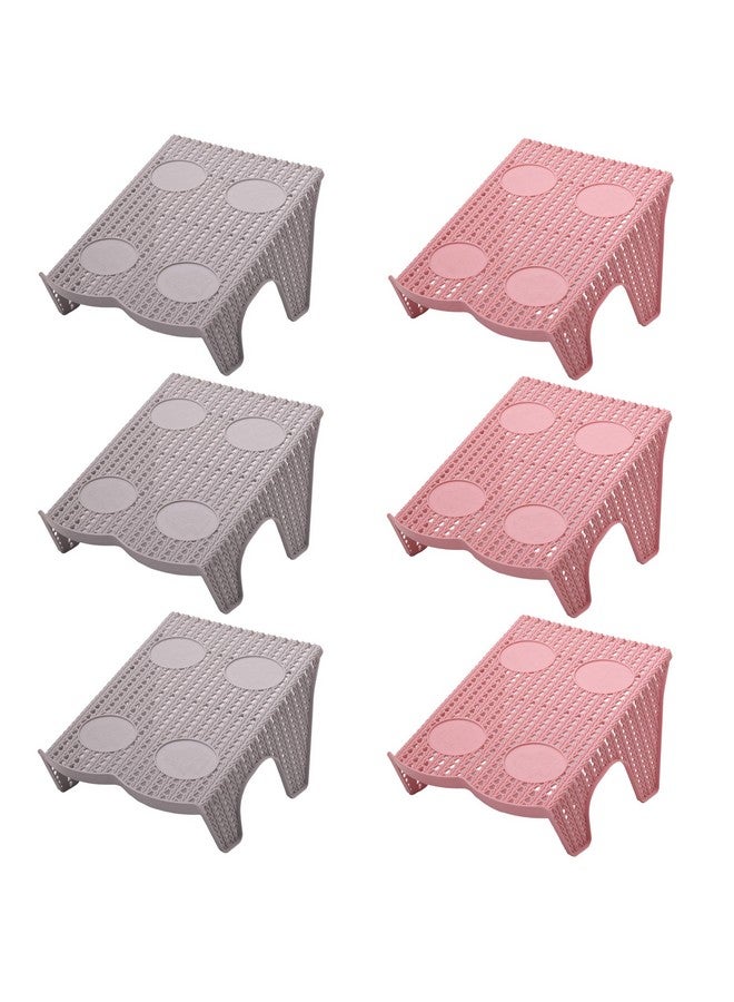 STORE 2508 Store2508 Multicolor Plastic Double Layer Shoe Storage Stand Free Standing Shoes Stand Rack Holder Stacker Shelf Closet Organizer Space Saver (Pack of 6) - Image 1