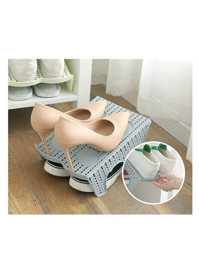 STORE 2508 Store2508 Multicolor Plastic Double Layer Shoe Storage Stand Free Standing Shoes Stand Rack Holder Stacker Shelf Closet Organizer Space Saver (Pack of 6) - Image 2