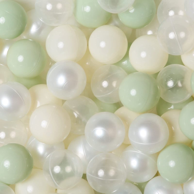 TRENDPLAY Plastic Balls for Ball Pits Pack of 100 Hollow Balls Safe and Exciting Playtime Perfect for Toddler Baby PoolsPartyFestival Decoration GreenBeigePearl White