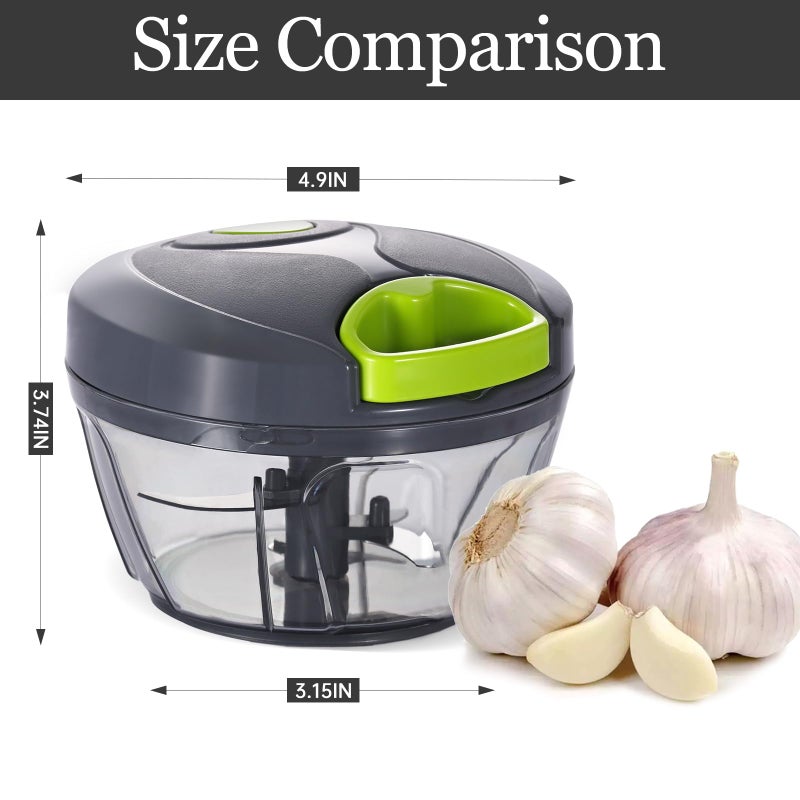Cambom Manual Food Chopper Vegetable Cutter, Hand String Vegetable Chopper Onions Cutter for Vegetable Fruits Nuts BPA Free Food Safe Material, 500ml Gray - Image 5