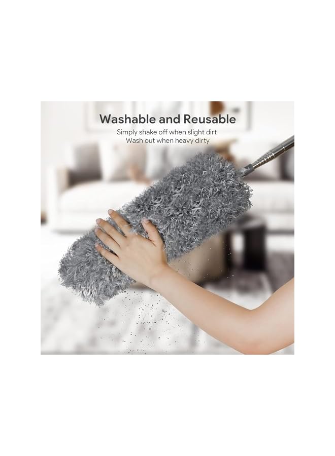 promass Microfiber Feather Duster Kit (7 PCS), Retractable Microfiber Gap Dust Cleaner with Extension Pole 30'' to 100'', Bendable Washable Dusters for Cleaning High Ceiling Fan, Furniture, Blinds - Image 4