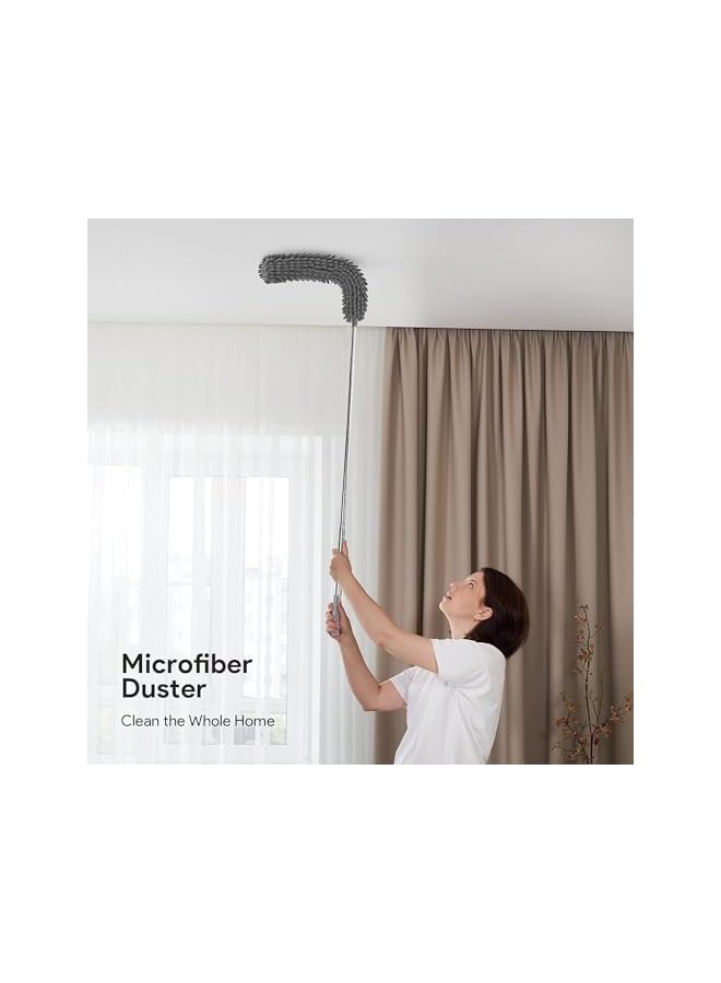 promass Microfiber Feather Duster Kit (7 PCS), Retractable Microfiber Gap Dust Cleaner with Extension Pole 30'' to 100'', Bendable Washable Dusters for Cleaning High Ceiling Fan, Furniture, Blinds - Image 5