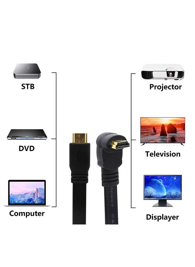 CERRXIAN - 270 Degree Elbow Hdmi Cable 1Ft Flat Slim High Speed Hdmi Extension Cable A Male To Up Angle A Male Cord - Image 1