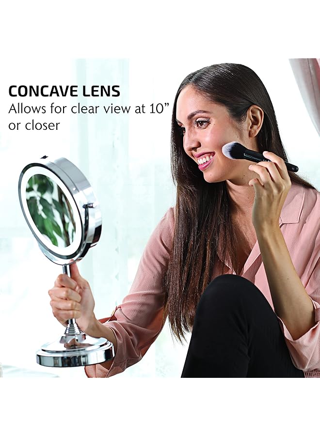 erorex 7 Inch Lighted Makeup Mirror With 1X 7X Magnification Cordless Tabletop Mount Vanity Mirror With 360° Swivel Design And Double Sided Glow Cosmetic White Led Ring Light Polished Chrome Mct70Ch1X7X - Image 5