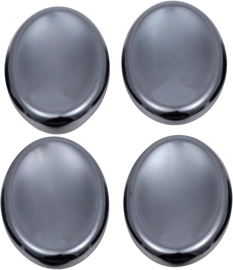 mookaitedecor Oval Shape Thumb Worry Stone Pack of 4, Polished Pocket Palm Gemstone for Anxiety Crystal Therapy Meditation Balancing, Hematite