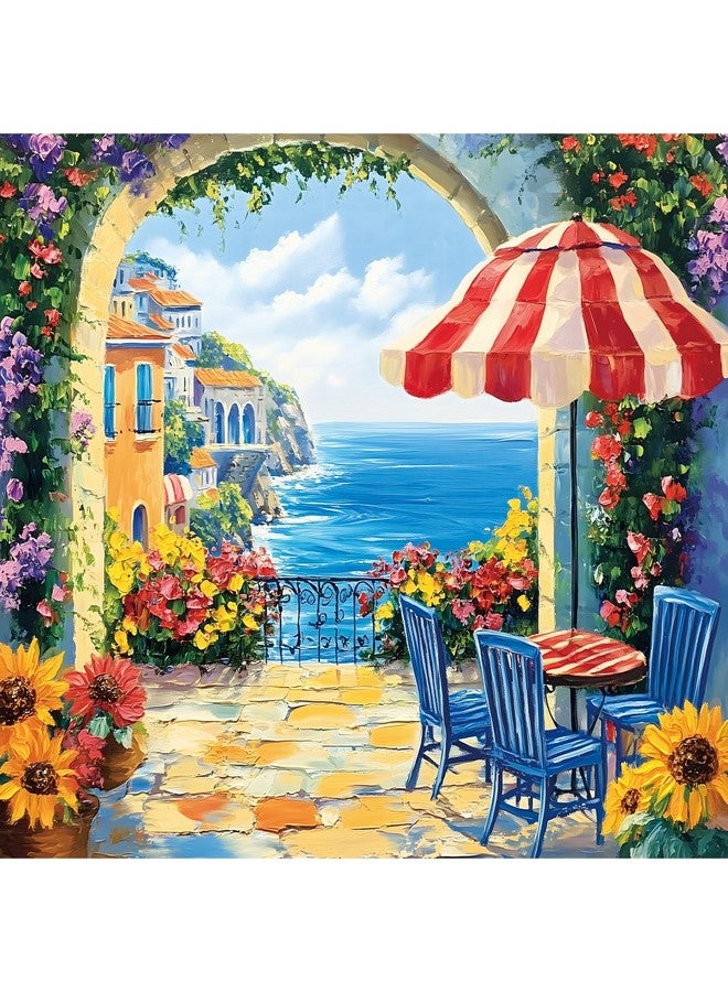 VOLUVOLU 300 Pieces Jigsaw Puzzles for Adults, Seaside Flowers Puzzle for Adults Children Seniors, Oil Painting Style Puzzle 300 Pieces, Gift for Birthday, Home Decor, Fun for Family Entertainment(20.5*15 In) - Image 1