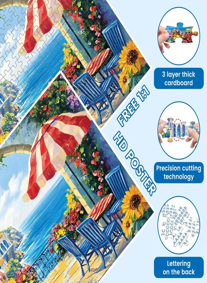VOLUVOLU 300 Pieces Jigsaw Puzzles for Adults, Seaside Flowers Puzzle for Adults Children Seniors, Oil Painting Style Puzzle 300 Pieces, Gift for Birthday, Home Decor, Fun for Family Entertainment(20.5*15 In) - Image 4