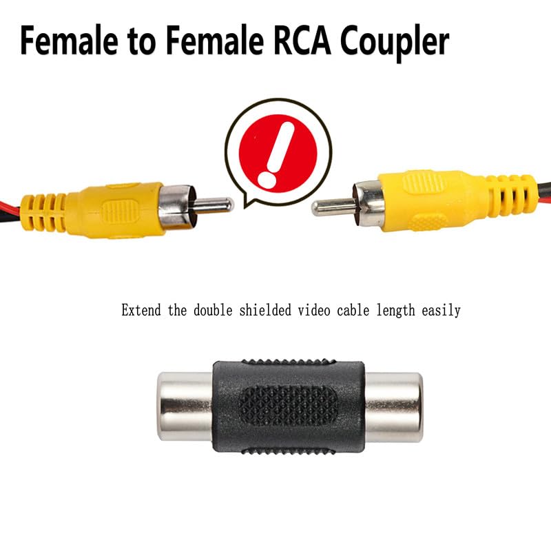 YIMU RCA Video Cable, Backup Camera Extension Cable, 100% Shielded, RCA Video Female to Female Coupler, Power Cable, Compatible with Rearview Cameras, DVD Players, TV Boxes, Black (26ft) - Image 2