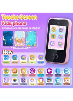 ERTYU Kids Smart Phone Toys for Girls Ages 3-7 with Dual Camera - Toddler Phone Toys with Learning Games, Travel Toys with MP3 Music Player for Birthday Gifts for 3 4 5 6 7 Year Old Kids (Pink1)  - Image 2