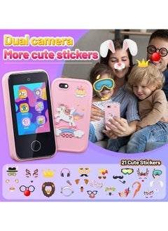 ERTYU Kids Smart Phone Toys for Girls Ages 3-7 with Dual Camera - Toddler Phone Toys with Learning Games, Travel Toys with MP3 Music Player for Birthday Gifts for 3 4 5 6 7 Year Old Kids (Pink1)  - Image 3