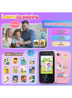 ERTYU Kids Smart Phone Toys for Girls Ages 3-7 with Dual Camera - Toddler Phone Toys with Learning Games, Travel Toys with MP3 Music Player for Birthday Gifts for 3 4 5 6 7 Year Old Kids (Pink1)  - Image 5