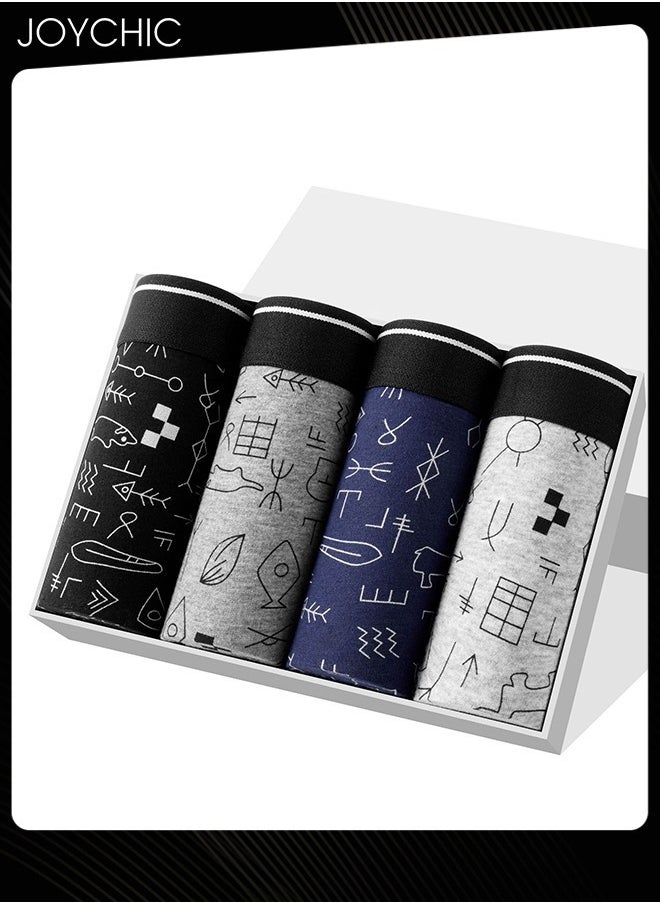 Joychic - 4 Pack of Graphic Printed Men Teenager Boys Cotton Panties Comfotable Soft Underwears Moisture Wicking Antibacterial Boxer Briefs - Image 1