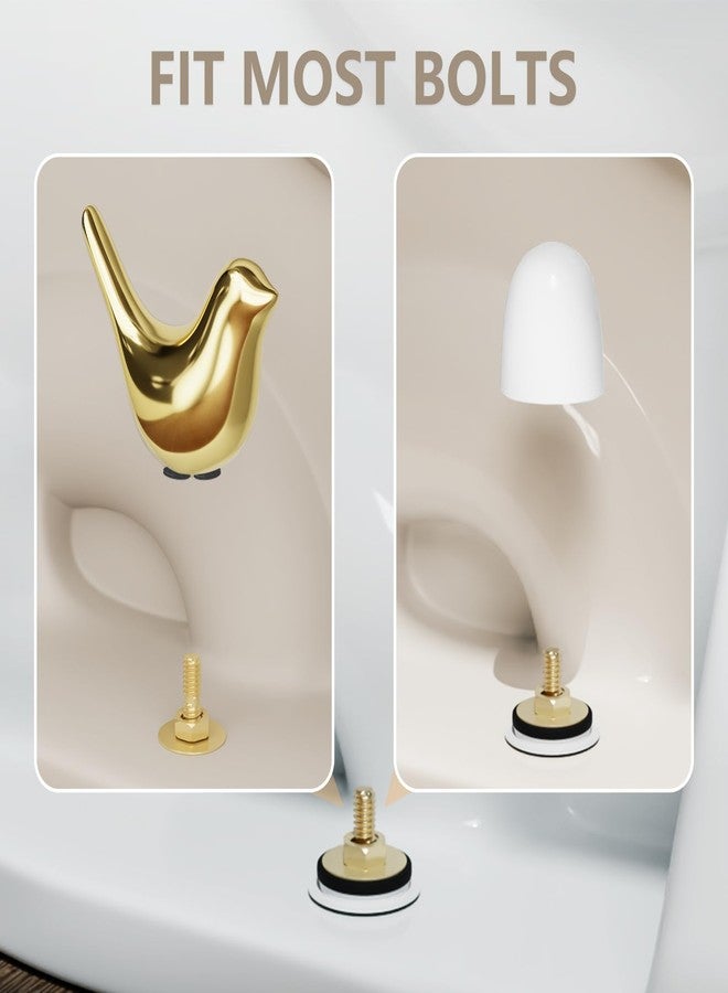 MENNTY 2pcs Ceramic Gold Bird Toilet Floor Bolt Caps with 4PCS Toilet Bolt Caps Toilet Bolt Caps Cute Bathroom Decor - Image 2