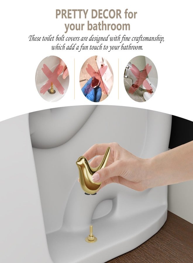MENNTY 2pcs Ceramic Gold Bird Toilet Floor Bolt Caps with 4PCS Toilet Bolt Caps Toilet Bolt Caps Cute Bathroom Decor - Image 5