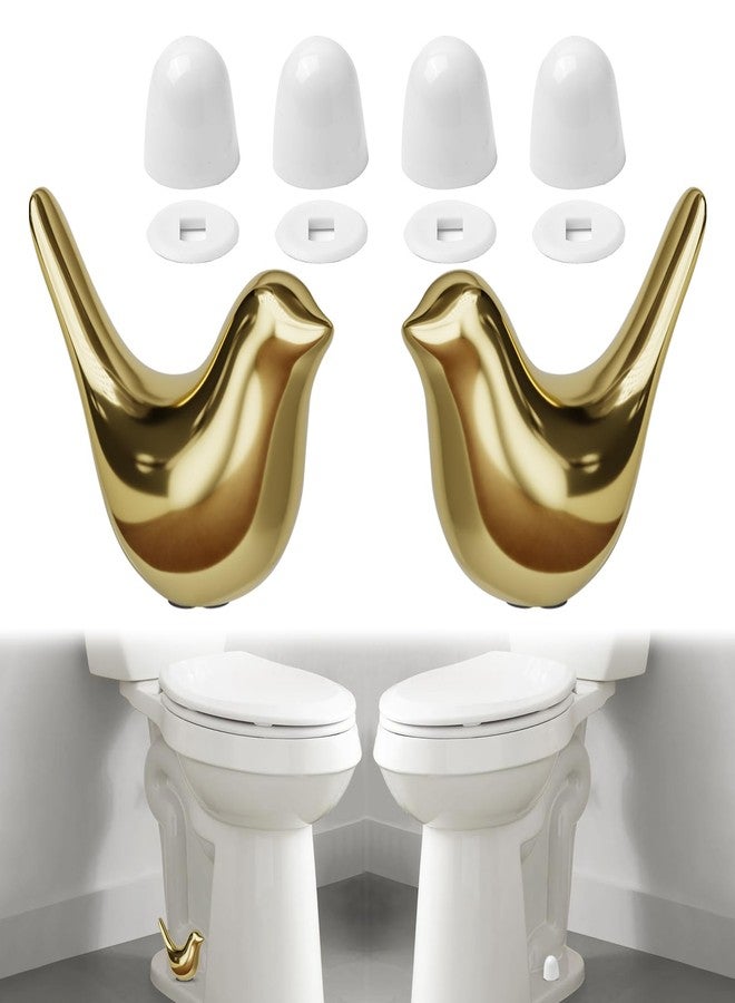 MENNTY 2pcs Ceramic Gold Bird Toilet Floor Bolt Caps with 4PCS Toilet Bolt Caps Toilet Bolt Caps Cute Bathroom Decor - Image 1
