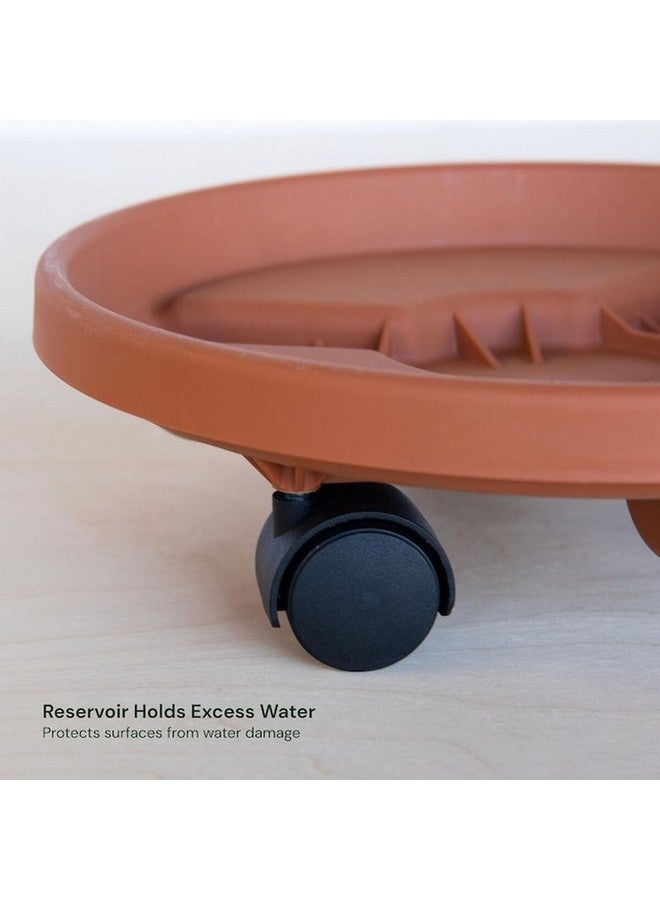 Bloem Plant Stand Round Saucer Caddy with Wheels Terracotta 12 Inch 95122C - Image 3