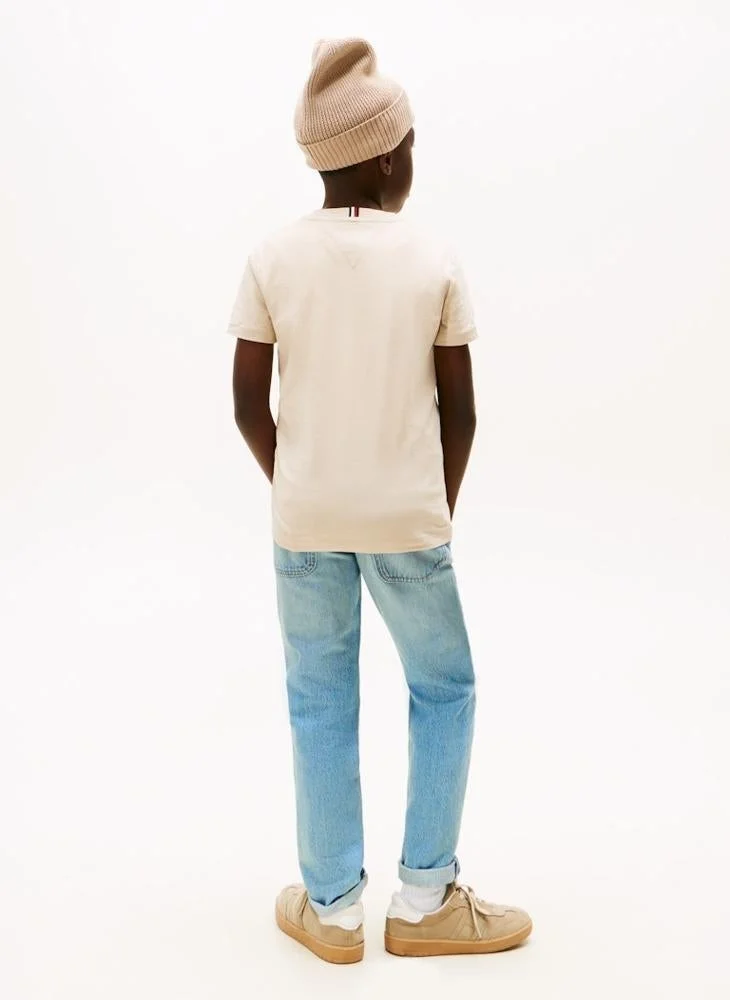 تومي هيلفيغر تيشيرت أطفال جرافيك مزين باسم الماركة