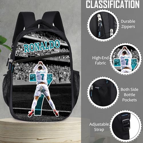 Ronaldo 18-Inch Unisex Laptop Backpack Printed Travel School, College & Office Multi-Utility Daypack with Printed Design - Image 4