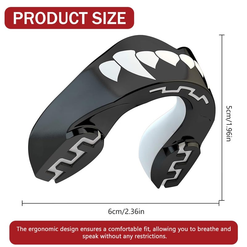 Proberos حارس الفم ®، حراس الفم الاحترافيين للطباعة، حارس الفم للملاكمة، حارس الفم الرياضي للملاكمة، MMA، الكاراتيه، التايكوندو، كرة القدم، كرة السلة، الهوكي، الجيو جيتسو، (البالغين 12+ سنة، الأسود فنجز) - Image 2