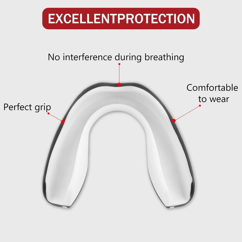 Proberos حارس الفم ®، حراس الفم الاحترافيين للطباعة، حارس الفم للملاكمة، حارس الفم الرياضي للملاكمة، MMA، الكاراتيه، التايكوندو، كرة القدم، كرة السلة، الهوكي، الجيو جيتسو، (البالغين 12+ سنة، الأسود فنجز) - Image 5